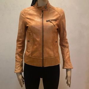 Calf Skin Carmel Vintage Bomber Jacket
